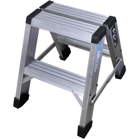 Taburete-escalera Industrial De Aluminio Plegable 3 Peldaños Con