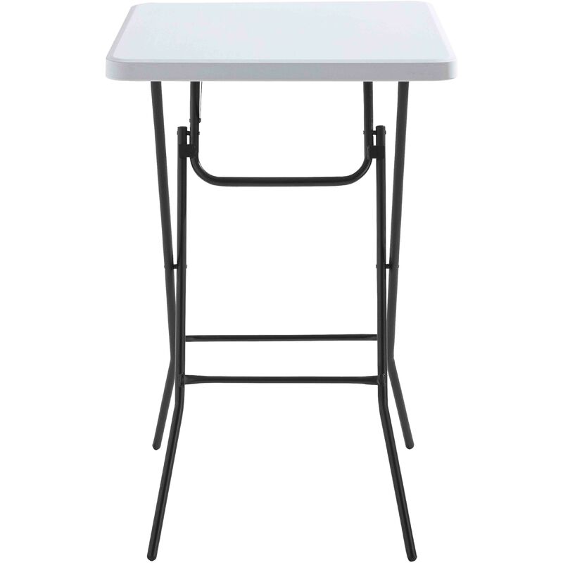 Helloshop26 – Table haute mange debout bar bistrot 4 pièces – Dessus en MDF blanc – Pieds en acier – Hauteur 112 cm – Idéale pour espaces restreints