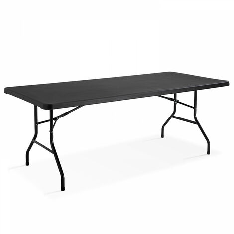 Rekkem – Table extensible noire 200 cm – Plateau en polyéthylène haute densité – Structure en acier époxy – Charge maximale 200 kg – 10 places assises