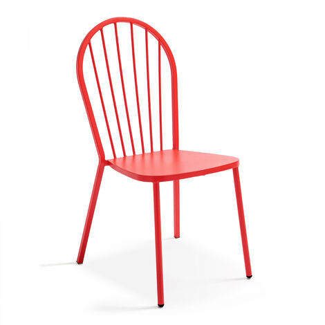Chaise bistrot de jardin en métal rouge (1/5)