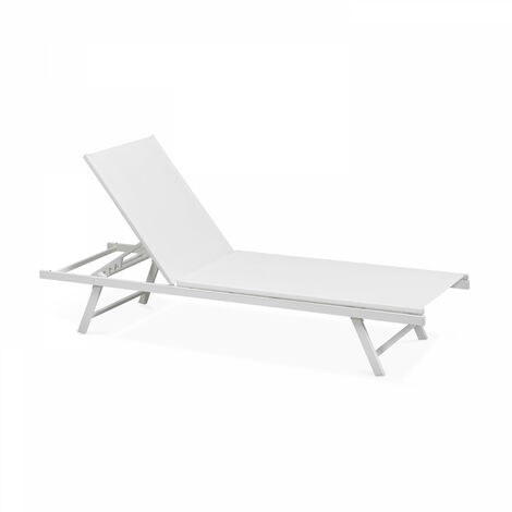 Oviala – Bain de soleil pliant en acier – Dossier inclinable 5 positions – Textilène respirant – 195 cm x 60 cm – Résistant UV et à l'eau