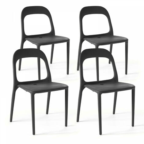 Lot de 4 chaises en plastique noir (1/5)