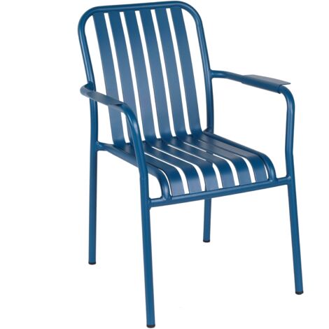 Chaise de terrasse avec accoudoirs en aluminium bleu foncé (1/5)