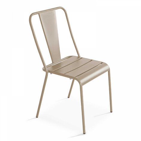 Chaise de jardin bistrot en métal taupe (1/7)