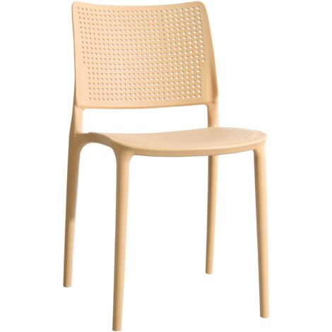 Chaise de terrasse ajourée en plastique jaune clair (1/5)