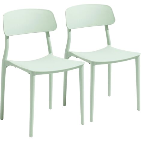 Oviala – Lot de 2 chaises empilables en polypropylène vert menthe – Résistantes aux intempéries – Hauteur d'assise 45 cm – Poids 6 kg chacune (1/5)