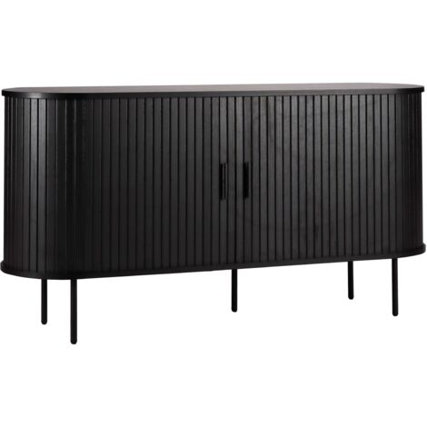 Oviala – Buffet 2 portes en mélaminé et métal noir 140 cm – Design bohème – Capacité de charge 30 kg – Dimensions 76x40 cm (1/5)