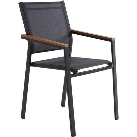 Chaise de jardin en aluminium et textilène avec accoudoirs gris (1/5)