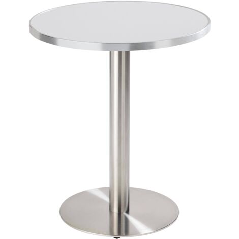 Table à manger ronde 60 cm plateau blanc/argent et pied argenté (1/5)