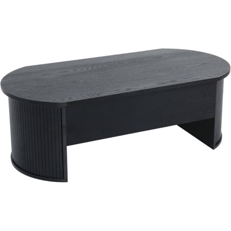 Table basse ovale avec plateau relevable effet bois noir