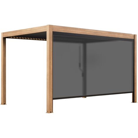 Pergola bioclimatique autoportée 3x4 m et 1 store bois gris (1/5)