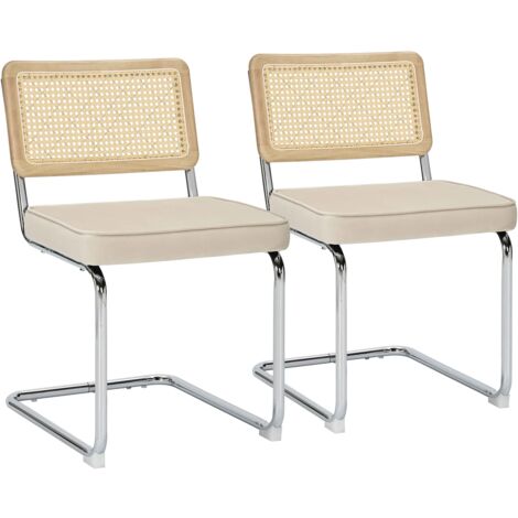Lot de 2 chaises en acier et velours beige (1/5)