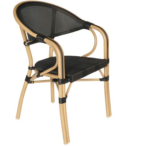 Chaise de terrasse empilable bistrot parisien noire (1/5)