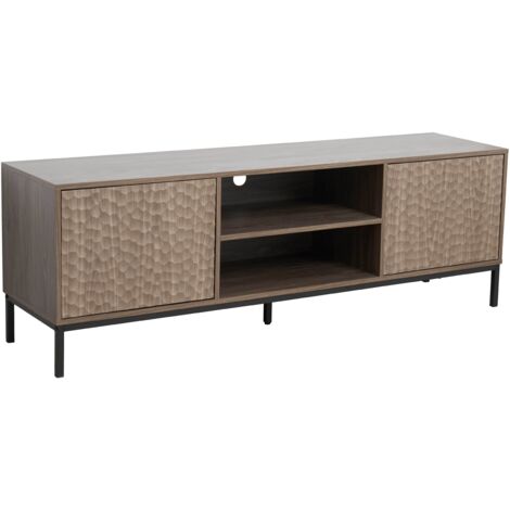 Meuble TV rectangulaire 2 portes L160 cm bois foncé (1/5)