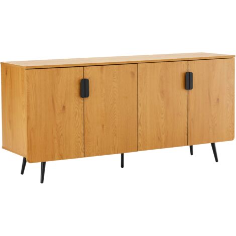Buffet moderne 4 portes 160 cm bois clair (1/5)