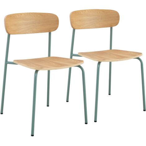 Lot de 2 chaises en bois bleu clair (1/5)