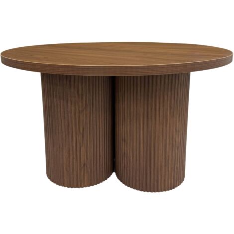 Table basse ronde 80 cm scandinave bois foncé