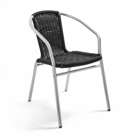 Oviala – Fauteuil de jardin en aluminium anodisé – Assise en résine tressée – Dimensions 51x60x72cm – Hauteur d'assise 45cm – Empilable