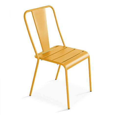 Chaise de jardin bistrot en métal jaune (1/5)