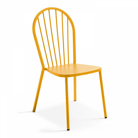 Chaise bistrot en métal jaune (1/5)