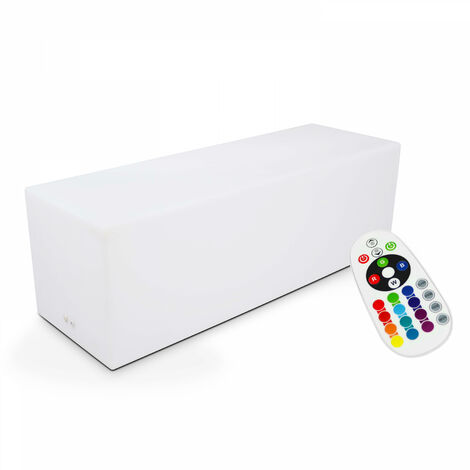 Oviala – Banc lumineux rectangulaire LED 16 couleurs – Polyéthylène rotomoulé – Norme IP44 – Dimensions 120x40x40 cm – Autonomie 8h (1/8)