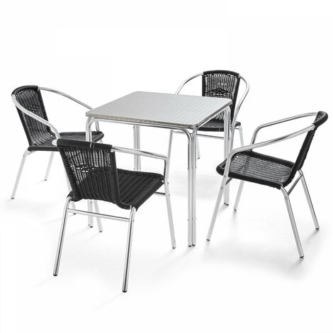 Table de jardin carrée en aluminium et 4 chaises (1/5)
