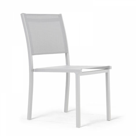 Oviala – Chaise de jardin aluminium – Assise en textilène déperlant – Traitement époxy anti-rouille – Poids supporté 100 kg – Empilable (1/5)