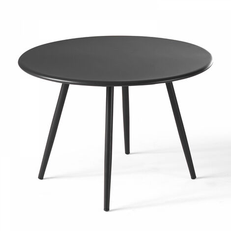 Oviala – Table basse ronde en métal thermolaqué – 40 cm diamètre – 29,5 cm hauteur – Finition époxy anti-corrosion – Look indus (1/4)