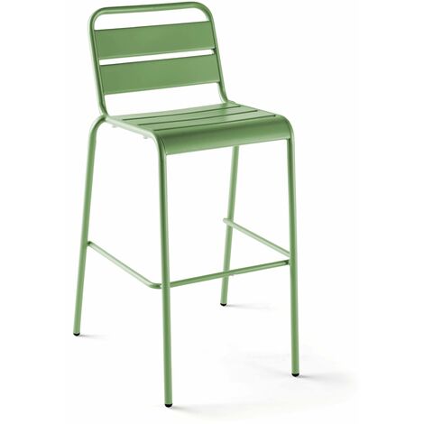 Chaise haute de jardin en métal vert cactus - Palavas (1/5)