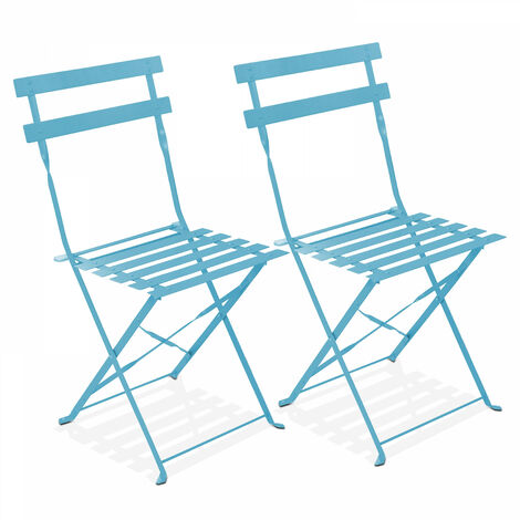 Oviala – Lot de 2 chaises pliantes en acier – Anti-rouille et anti-UV – Dimensions 42x46x82cm – Poids 4kg – Pour extérieur et terrasse (1/5)