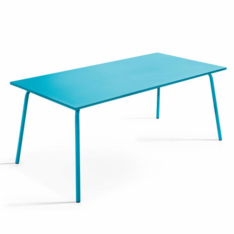 Table de jardin rectangulaire en métal bleu - Palavas (1/5)
