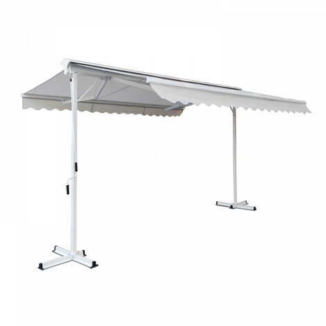Oviala – Store double pente 3 x 4 m – Coffre en aluminium traité anti-corrosion – Toile déperlant et anti-UV – Surface d'ombrage 12 m²