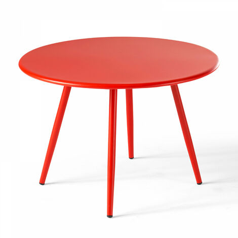 Table basse ronde en métal rouge - Palavas (1/4)