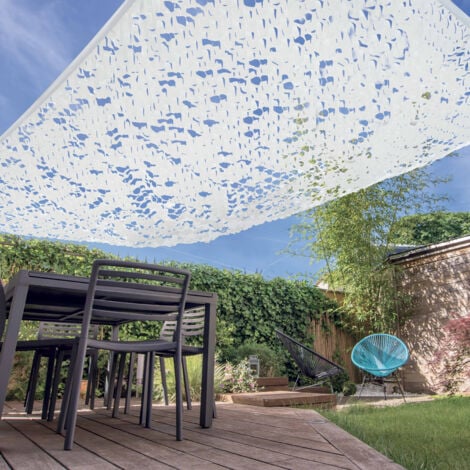 Voile d'ombrage réversible "Camouflage" 3 x 4m gris et blanc