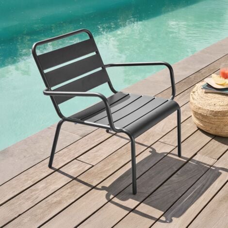 Fauteuil de jardin bas relax acier anthracite - Palavas
