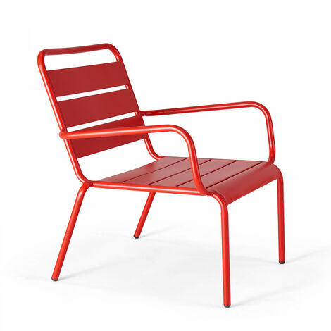 Fauteuil de jardin bas relax acier rouge - Palavas