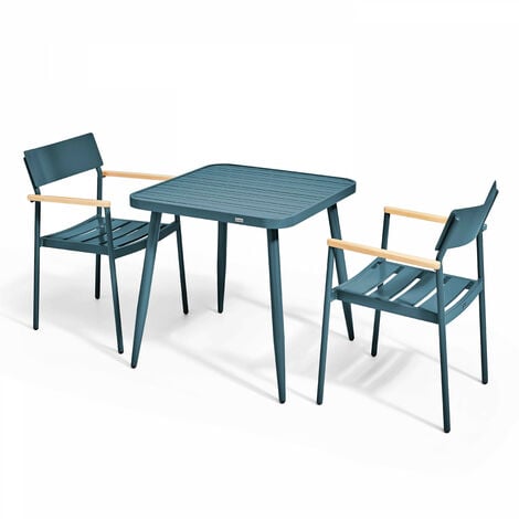 Ensemble table et 4 chaises et 2 fauteuils en teck