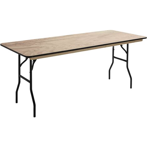 Oviala – Table extensible pliante en bois 200cm – 10 places – Pieds en acier autobloquants – Charge 200kg – Traitement époxy