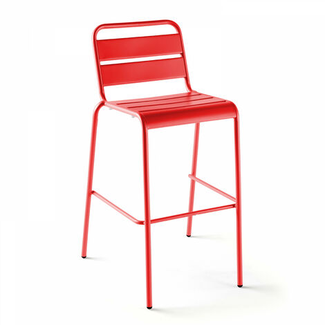 Chaise haute de jardin en métal rouge - Palavas (1/5)