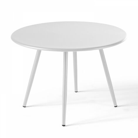 Table basse de jardin ronde en métal blanc 50 cm - Palavas (1/5)
