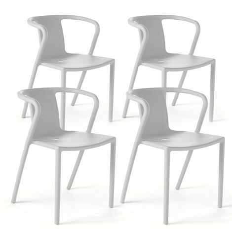 Oviala – Lot de 4 chaises de jardin en polypropylène – Assise et dossier ajourés – Résistantes aux intempéries et UV – Empilables, sans entretien
