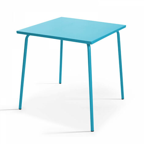 Table de jardin carrée en métal bleu - Palavas (1/5)