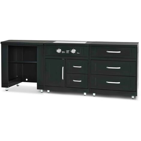 Oviala – Cuisine d'extérieur 3 modules avec gazinière à 2 brûleurs – Cuisson au gaz butane/propane – Dimensions totales 252x66x96 cm