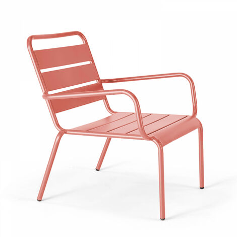 Fauteuil de jardin bas relax acier argile - Palavas (1/5)