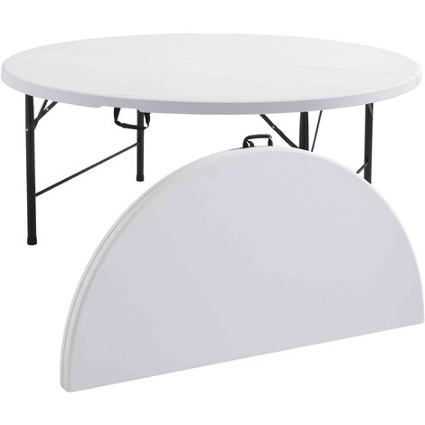 Rekkem – Lot de 10 tables rondes pliantes 180cm – Plateau PEHD – Structure acier époxy – Charge max 150 kg – Usage intérieur/extérieur (1/8)