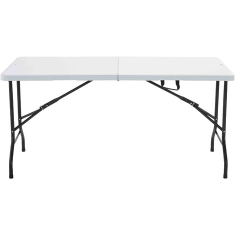 Metro Professional Table Pliante Extérieur 152 × 74 × 74 Cm – Blanche, Acier & Polyéthylène, Résistante Intempéries