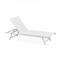 Oviala – Bain de soleil pliant en acier – Dossier inclinable 5 positions – Textilène respirant – 195 cm x 60 cm – Résistant UV et à l'eau