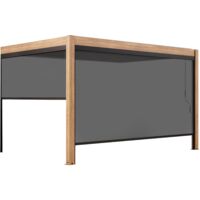Pergola bioclimatique adossée 3x4m et 2 stores bois gris
