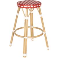 Tabouret haut de jardin en aluminium et rotin synthétique blanc, rouge