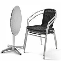 Table et 2 fauteuils de jardin en aluminium noir - Noir